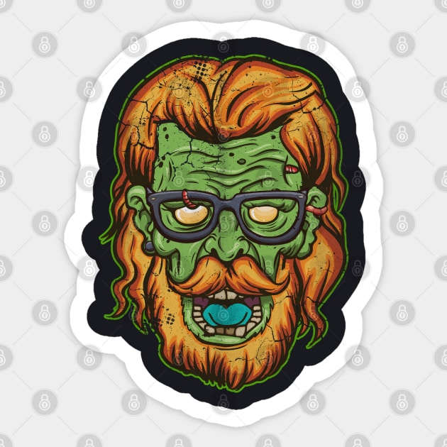 Halloween Zombie Hipster Sticker by E